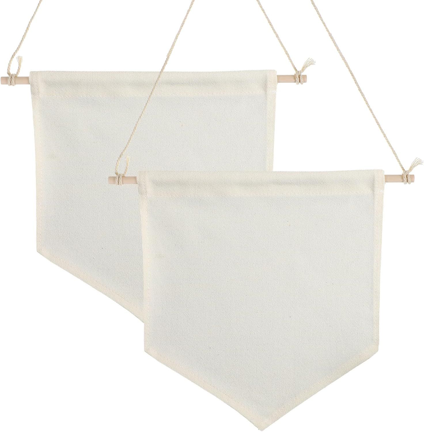 2 Pcs Embroidery Blank Banners, DIY Fabric Banner for Indoors, Baby Shower, Wedding, Graduation, Custom banners for Display Brooch Jewelry Earrings Necklace Enamel Pin (Beige) - Image 1