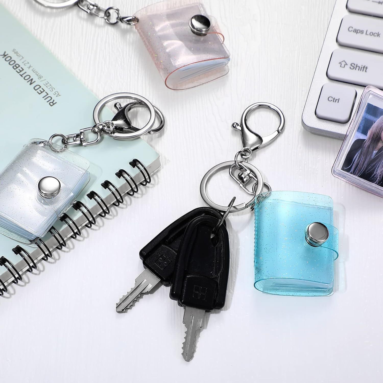4 Pack 1 Inch Mini Small Photo Album 16 Pockets Photo Storage with Keychain Mini Album Keychain for Picture Card Holder Storage Book Wedding Anniversary Birthday - Image 5