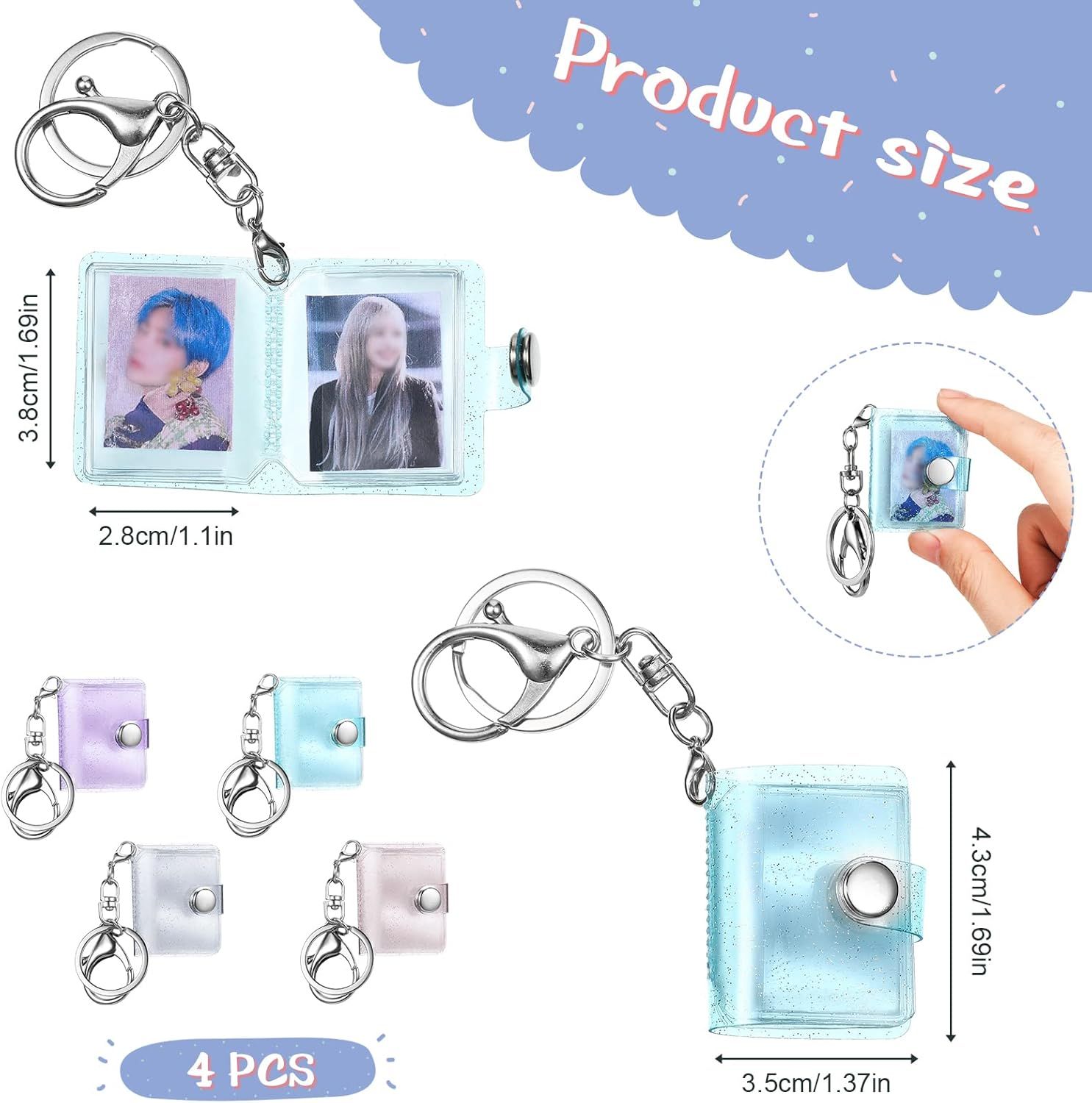 4 Pack 1 Inch Mini Small Photo Album 16 Pockets Photo Storage with Keychain Mini Album Keychain for Picture Card Holder Storage Book Wedding Anniversary Birthday - Image 7