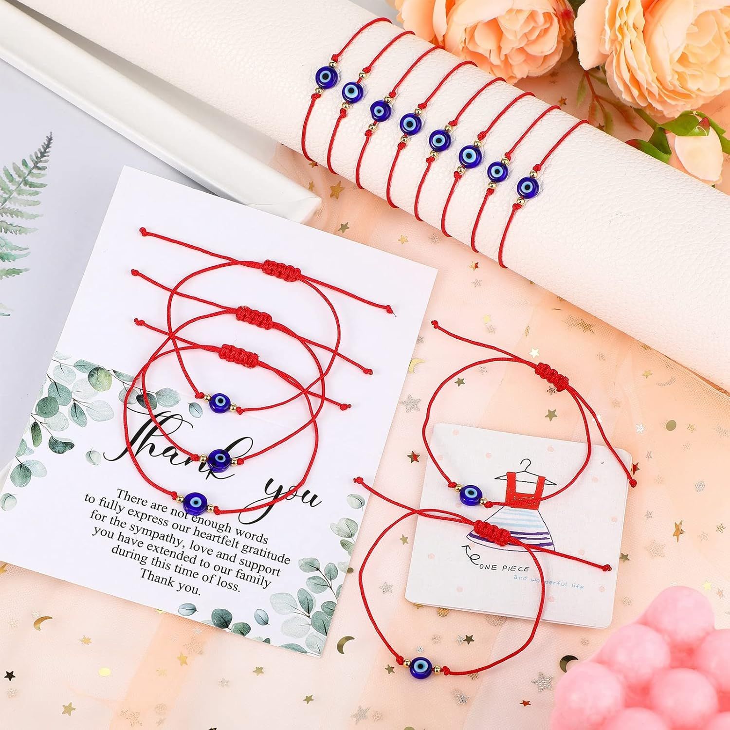 30 Pcs Evil Eye Bracelets Red String Protection Bracelets Adjustable Evil Eye Red Rope Knot Strand Anklets Kabbalah Mal De Ojo Luck Jewelry for Women Men - Image 3