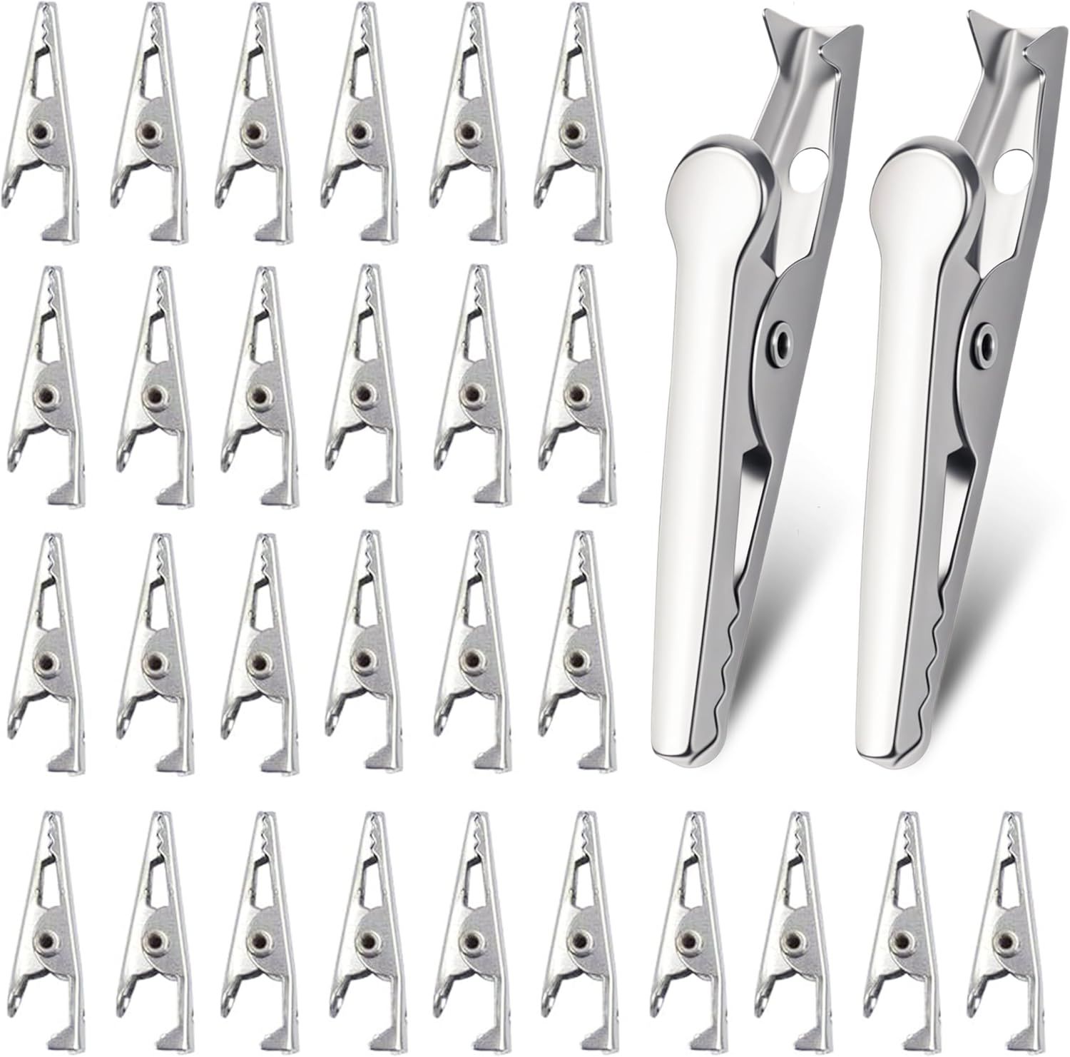 100 Pack Mini Clamps Alligator Clips for Crafts & Electrical, Small Metal Clips for Joints 35 mm Alligator Clamp for Crafting, Gator Clips Clamps Bulk for Crafts Holding (Silver） - Image 1