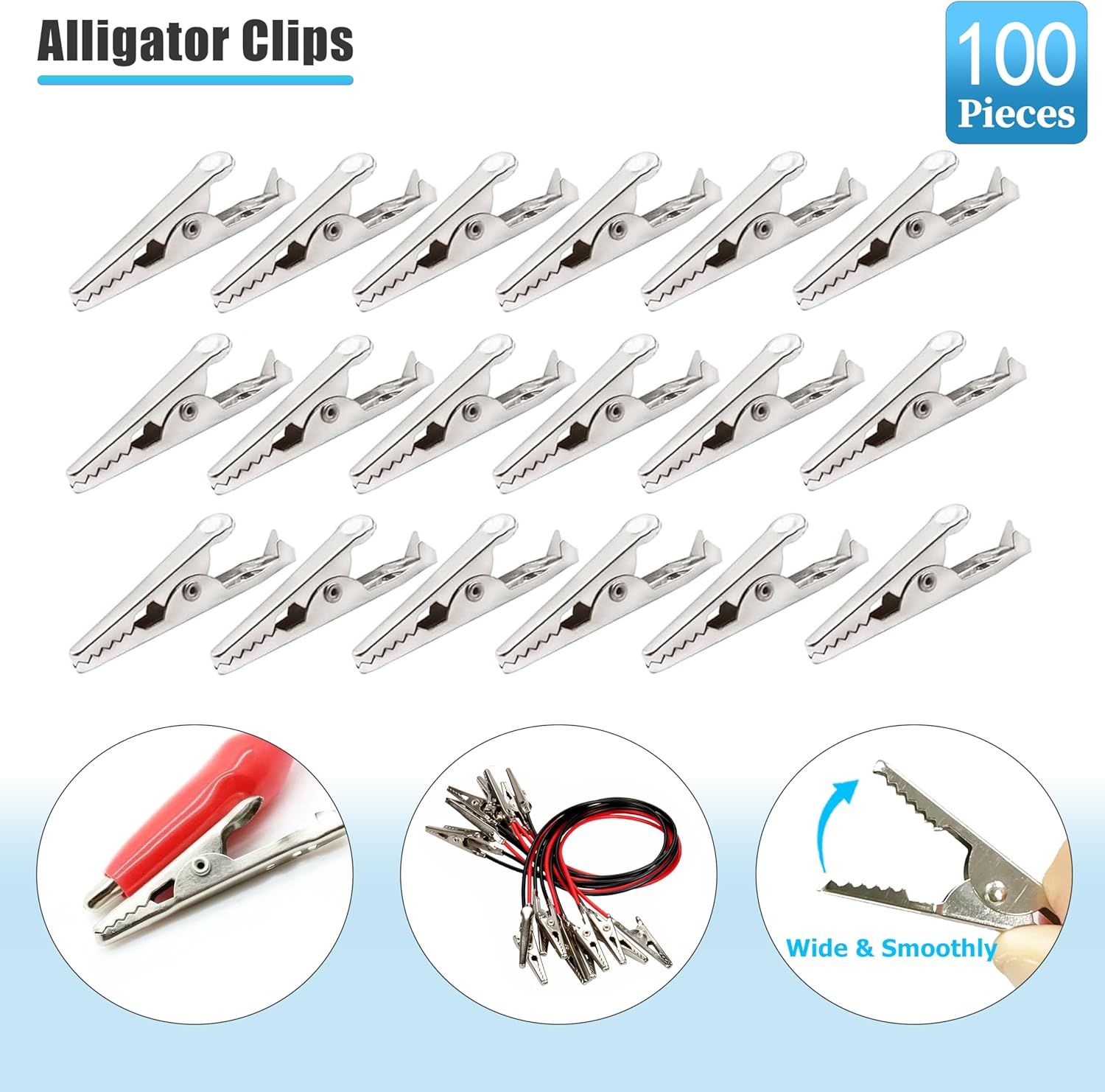 100 Pack Mini Clamps Alligator Clips for Crafts & Electrical, Small Metal Clips for Joints 35 mm Alligator Clamp for Crafting, Gator Clips Clamps Bulk for Crafts Holding (Silver） - Image 4