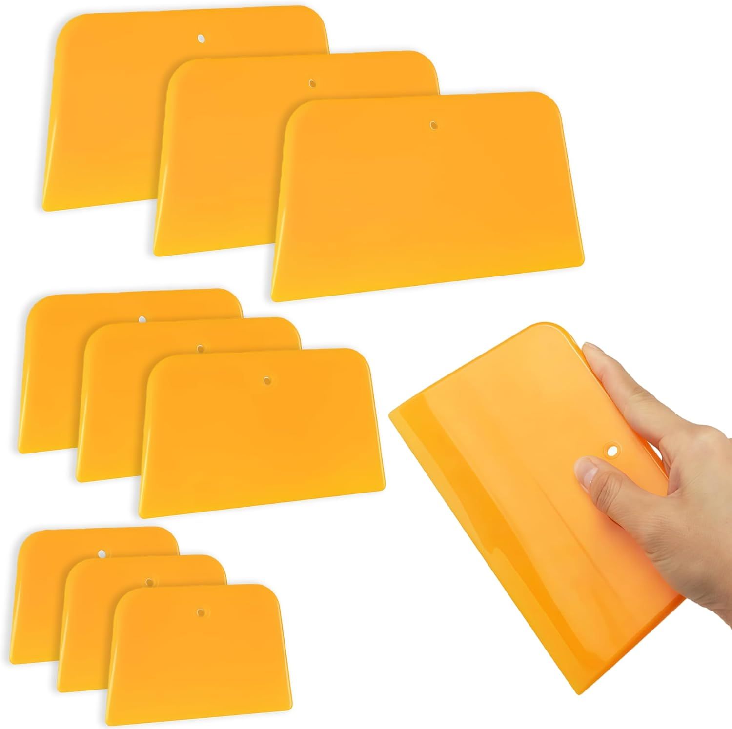 Body Filler Spreader, 9-Pack Reusable Plastic Auto Body Spreader Tools for Car Applying Fillers, Putties, Glazes, Caulks, and Paints (Includes 4