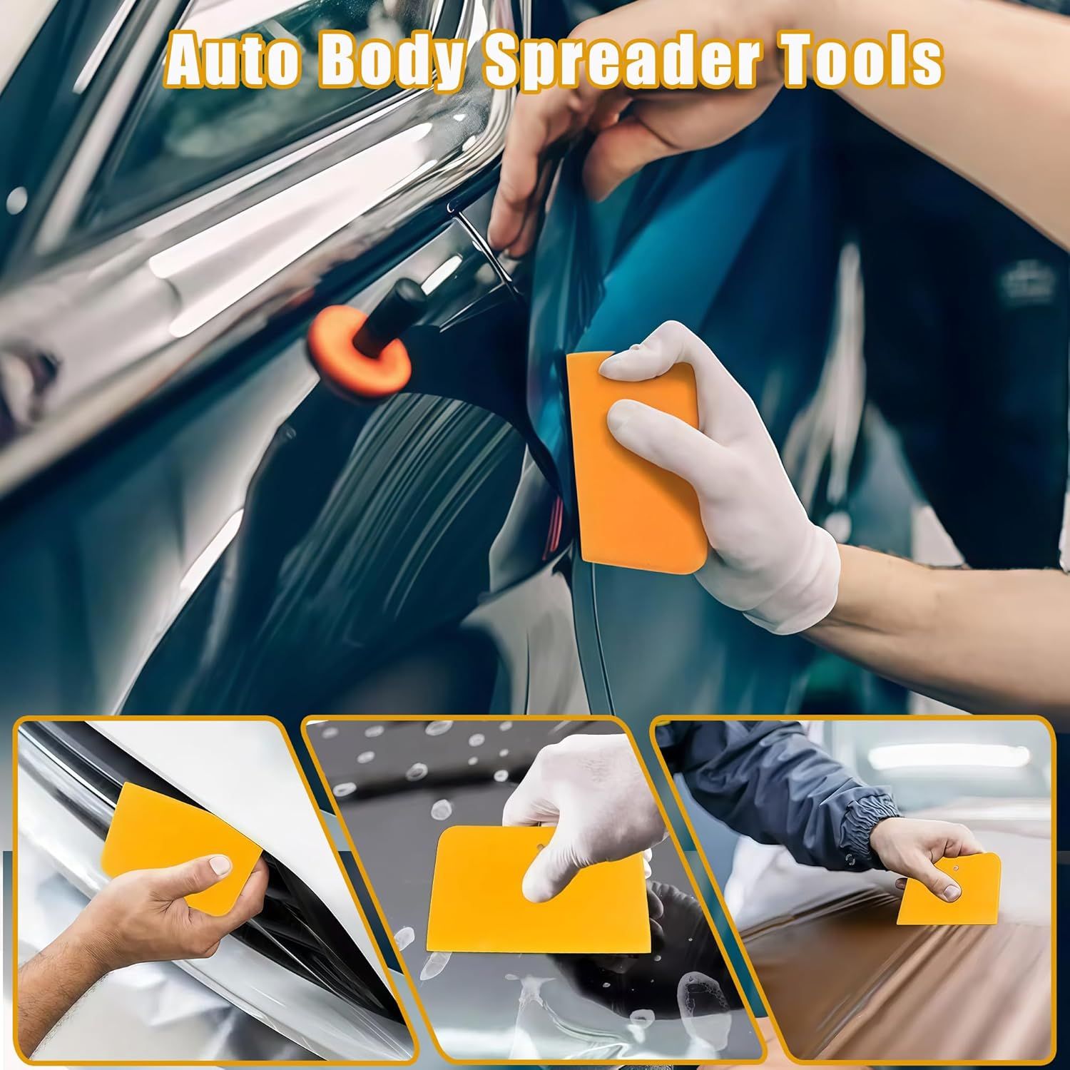 Body Filler Spreader, 9-Pack Reusable Plastic Auto Body Spreader Tools for Car Applying Fillers, Putties, Glazes, Caulks, and Paints (Includes 4