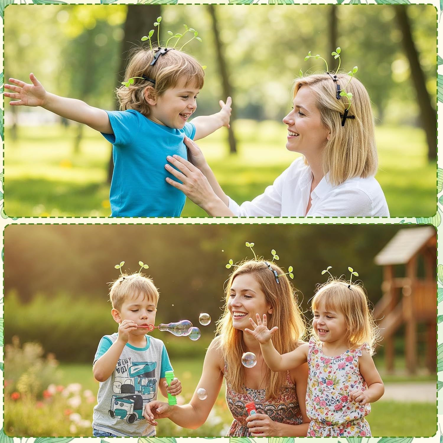 50 Pcs Bean Sprout Hair Clips, Funny Plant Clips, Little Grasst Hairpins, Sprout Barrettes, Sprouts Rave Trinkets for Festivals, Hair Accessories for Women Kids Girls Lady Home School Party Headwear - Image 4