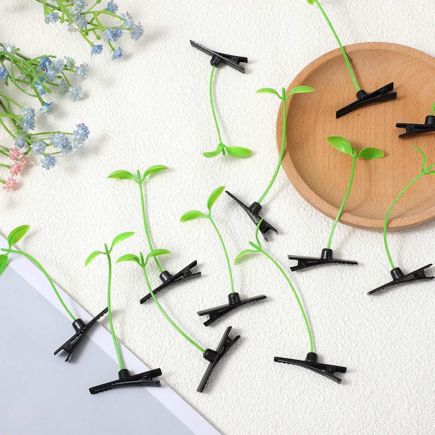 50 Pcs Bean Sprout Hair Clips, Funny Plant Clips, Little Grasst Hairpins, Sprout Barrettes, Sprouts Rave Trinkets for Festivals, Hair Accessories for Women Kids Girls Lady Home School Party Headwear - Image 7