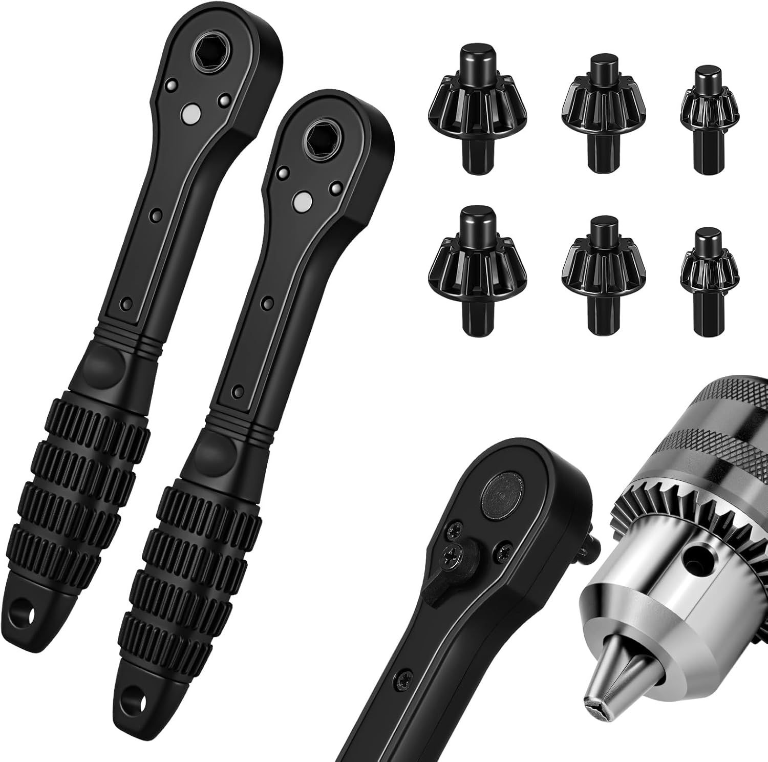 2 in 1 Drill Chuck Ratchet Spanner 2026 Universal Chuck Key Replacement Tool 2 in 1 Ratchet Drill Key Wrench Compatible with Most Electric Drills and Power Tools(2 Pcs) - Image 1