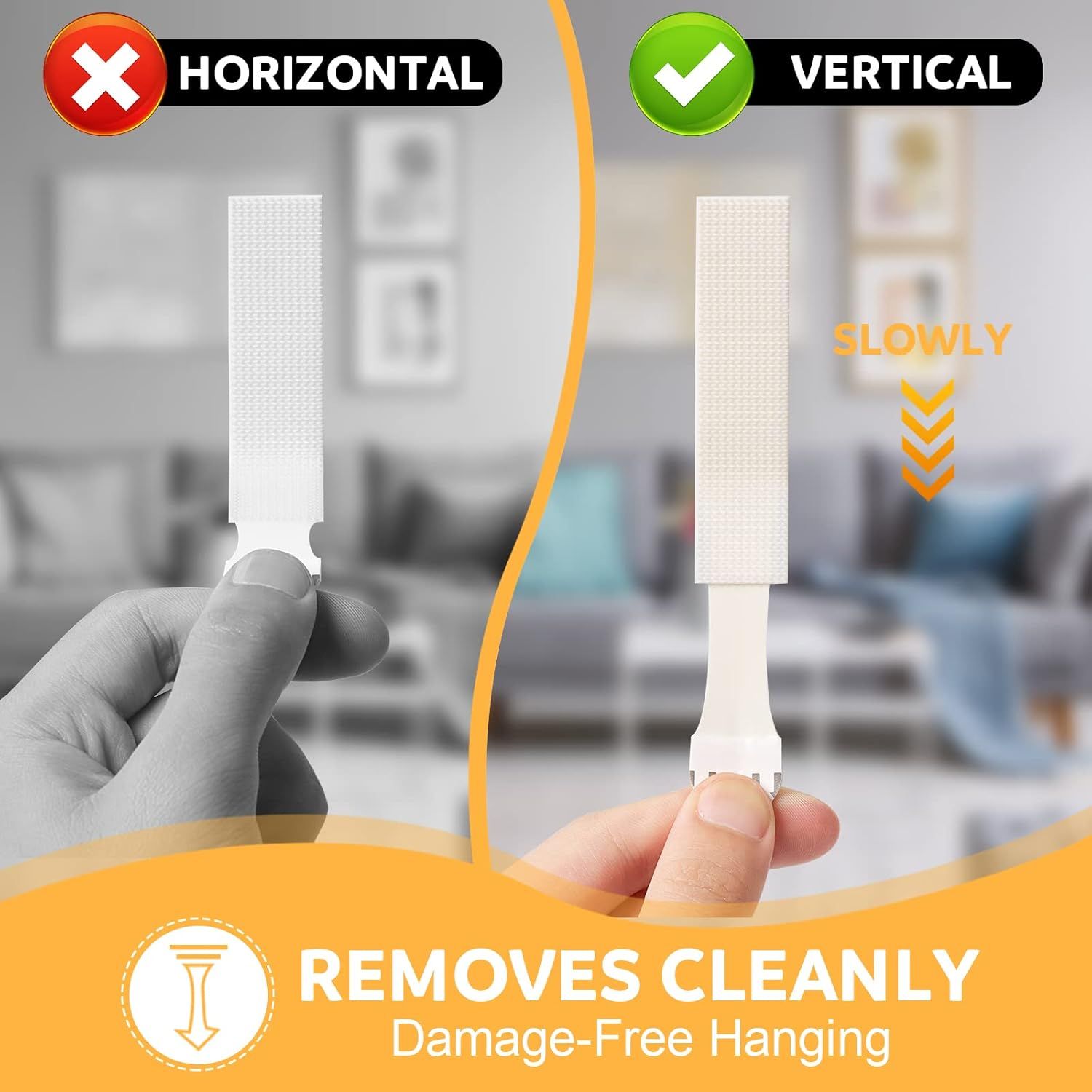 Large Picture Hanging Strips Heavy Duty,20-Pairs(40 Strips) Sticky Picture Hangers for Walls Hanging Without Nail,Damage Free No Nails Refill Adhesive Poster Frame Mounting,White - Image 7