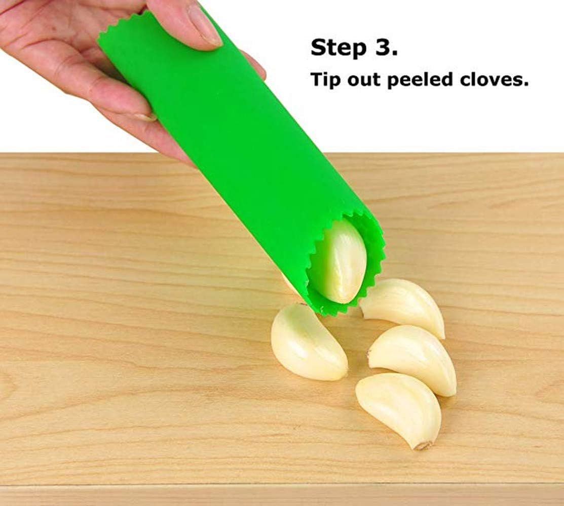Garlic Peeler Skin Remover Roller Keeper,Easy Quick to Peeled Garlic Cloves with Silicone Tube Roller Garlic Peeling Kitchen Tool(3 Colors) - Image 5