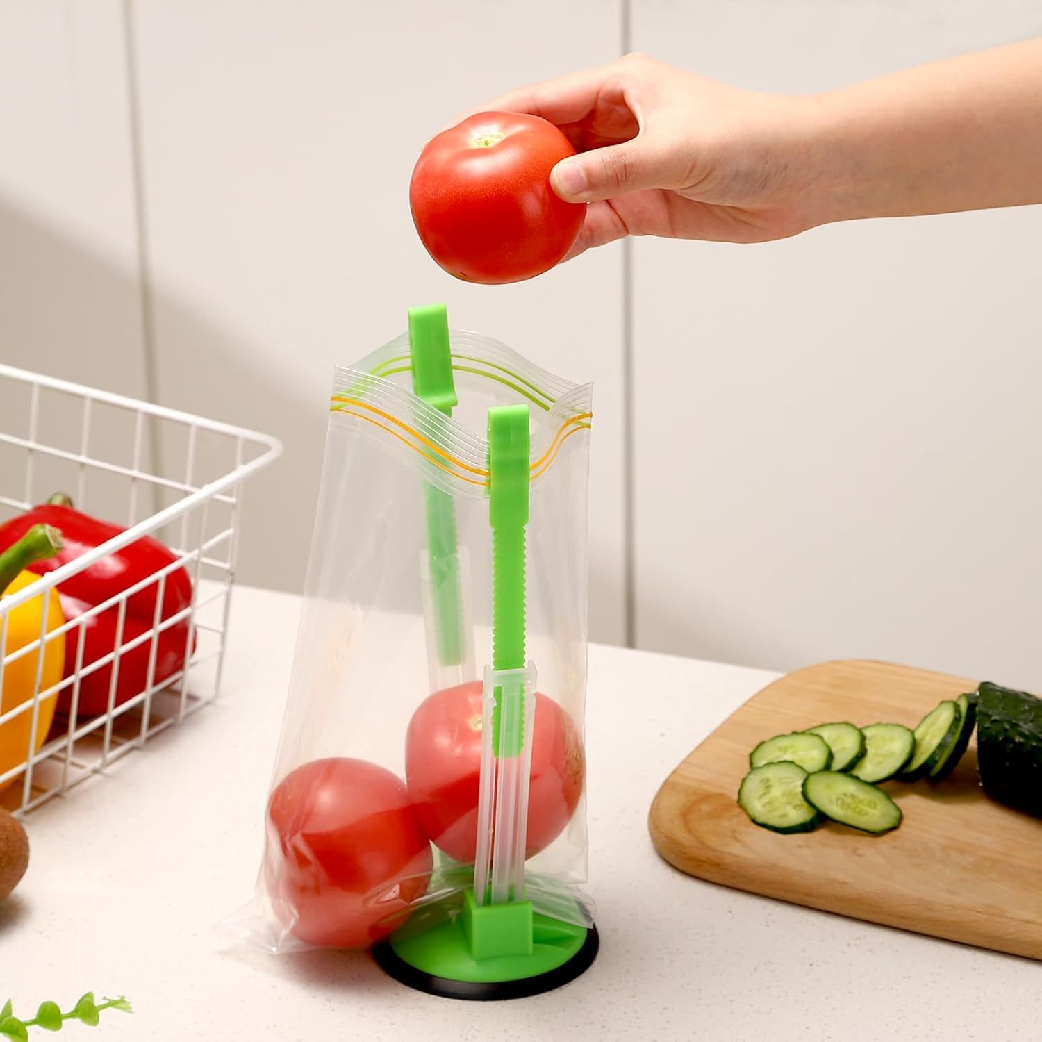 Baggy Rack Holder for Food Meal Prep,Plastic Freezer Bag Holder Stand for Filling, Adjustable Food Storage Bag Holders,Gallon Bag Holder (Pack of 4) - Image 2