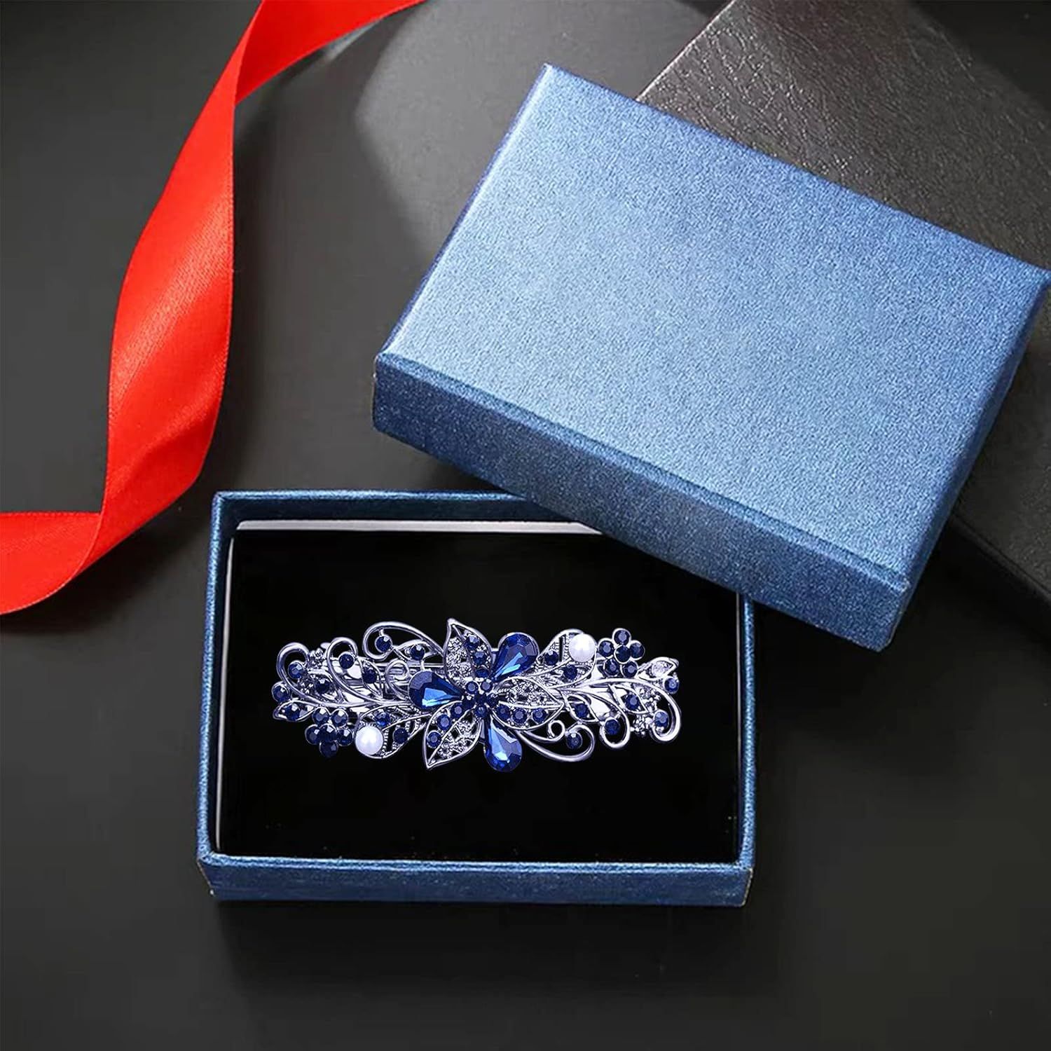 4 PCS Hair Barrettes for Women Ladies, Flower Crystal Rhinestones Barrette Pearl Spring Hair Clip Accessories Women Fashion Ponytail Holders Barrette for Daily Wear Mothers Day present - Image 6