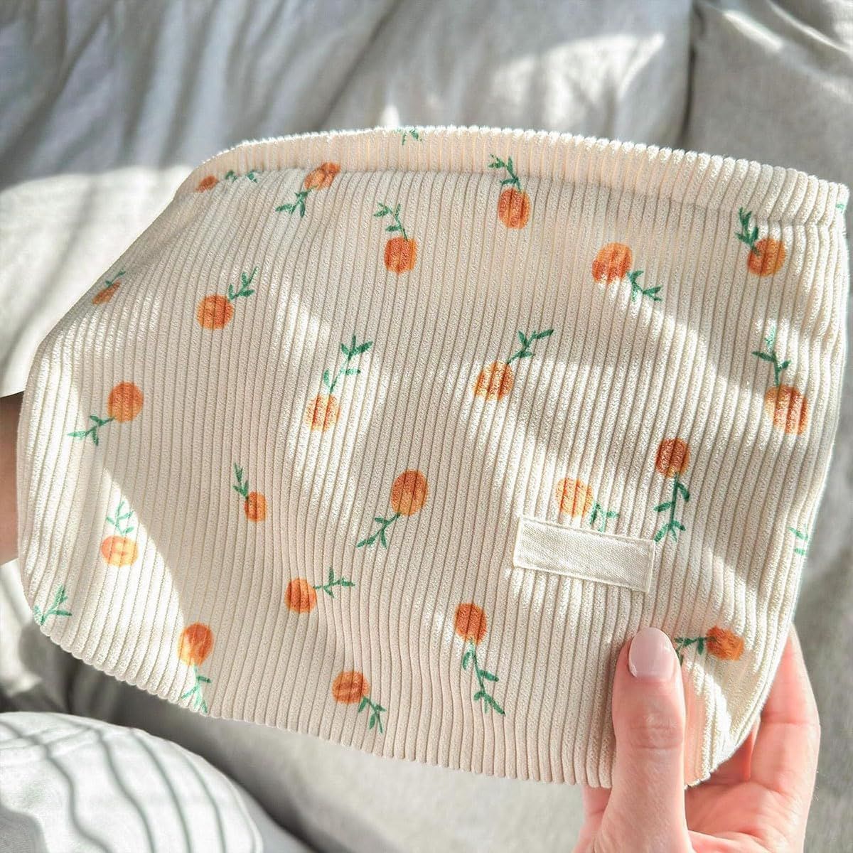 2 Pieces Large Corduroy Cosmetic Bag 10.23INCH Makeup Bag, Cosmetic Bags for Women Cute Large Capacity Make up Bags Travel Toiletry Aesthetic Skincare Brushes Storage Organizer for Women - Image 7