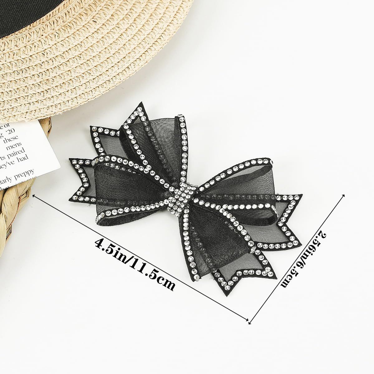 2 Pairs Bow Shoe Clips for Women Dress Shoes Mesh Bow Rhinestone Shoe Clip Detachable Classic Fashion Sparkling Bow Heels Shoe Charms Bridal Wedding Party Crystal Shoe Buckles - Image 2