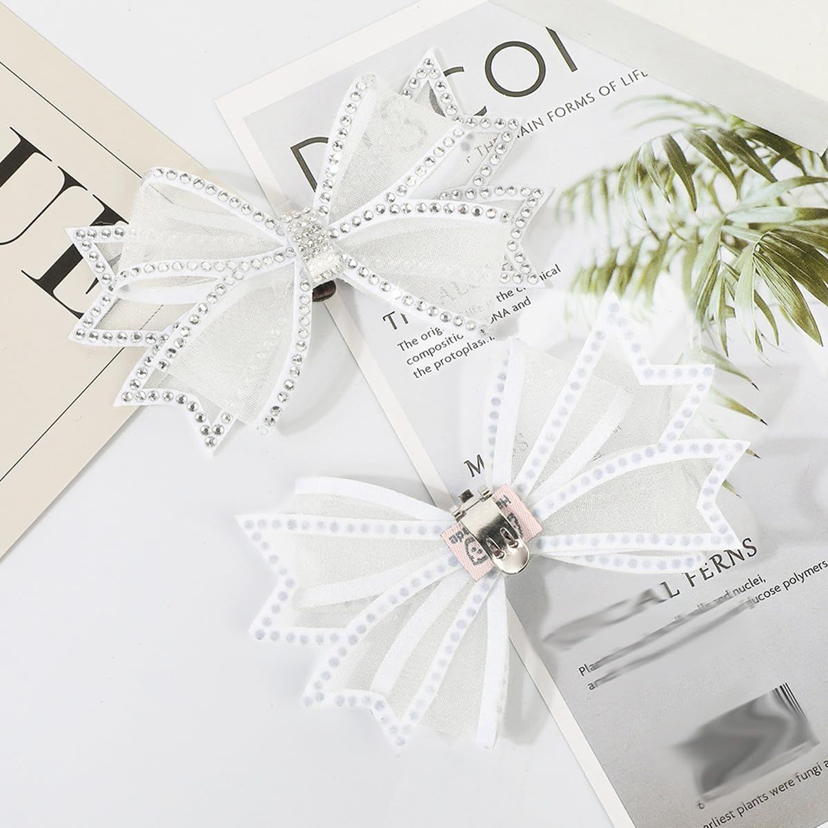 2 Pairs Bow Shoe Clips for Women Dress Shoes Mesh Bow Rhinestone Shoe Clip Detachable Classic Fashion Sparkling Bow Heels Shoe Charms Bridal Wedding Party Crystal Shoe Buckles - Image 3