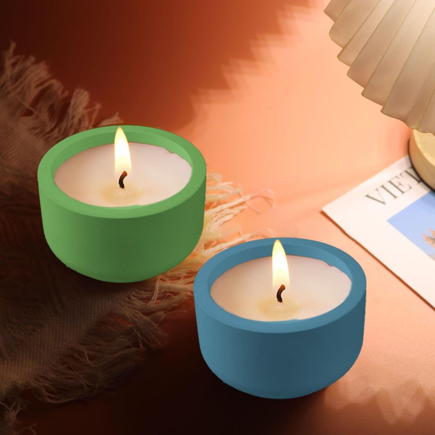 2 PCS Candle Jar Molds Silicone Concrete Mold with Lids Epoxy Resin Casting Molds for DIY Trinket Storage Container Candle Holder, Candy Jewelry Container, Craft Present Planter Making Tools - Image 2