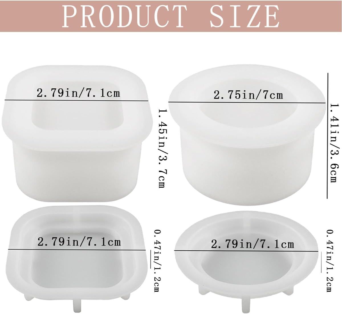 2 PCS Candle Jar Molds Silicone Concrete Mold with Lids Epoxy Resin Casting Molds for DIY Trinket Storage Container Candle Holder, Candy Jewelry Container, Craft Present Planter Making Tools - Image 3
