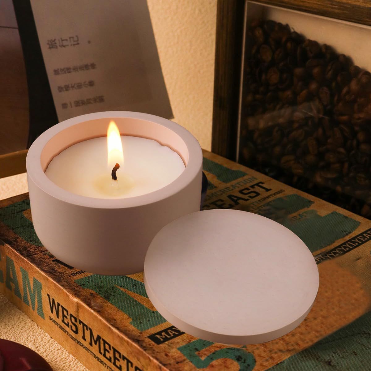 2 PCS Candle Jar Molds Silicone Concrete Mold with Lids Epoxy Resin Casting Molds for DIY Trinket Storage Container Candle Holder, Candy Jewelry Container, Craft Present Planter Making Tools - Image 6