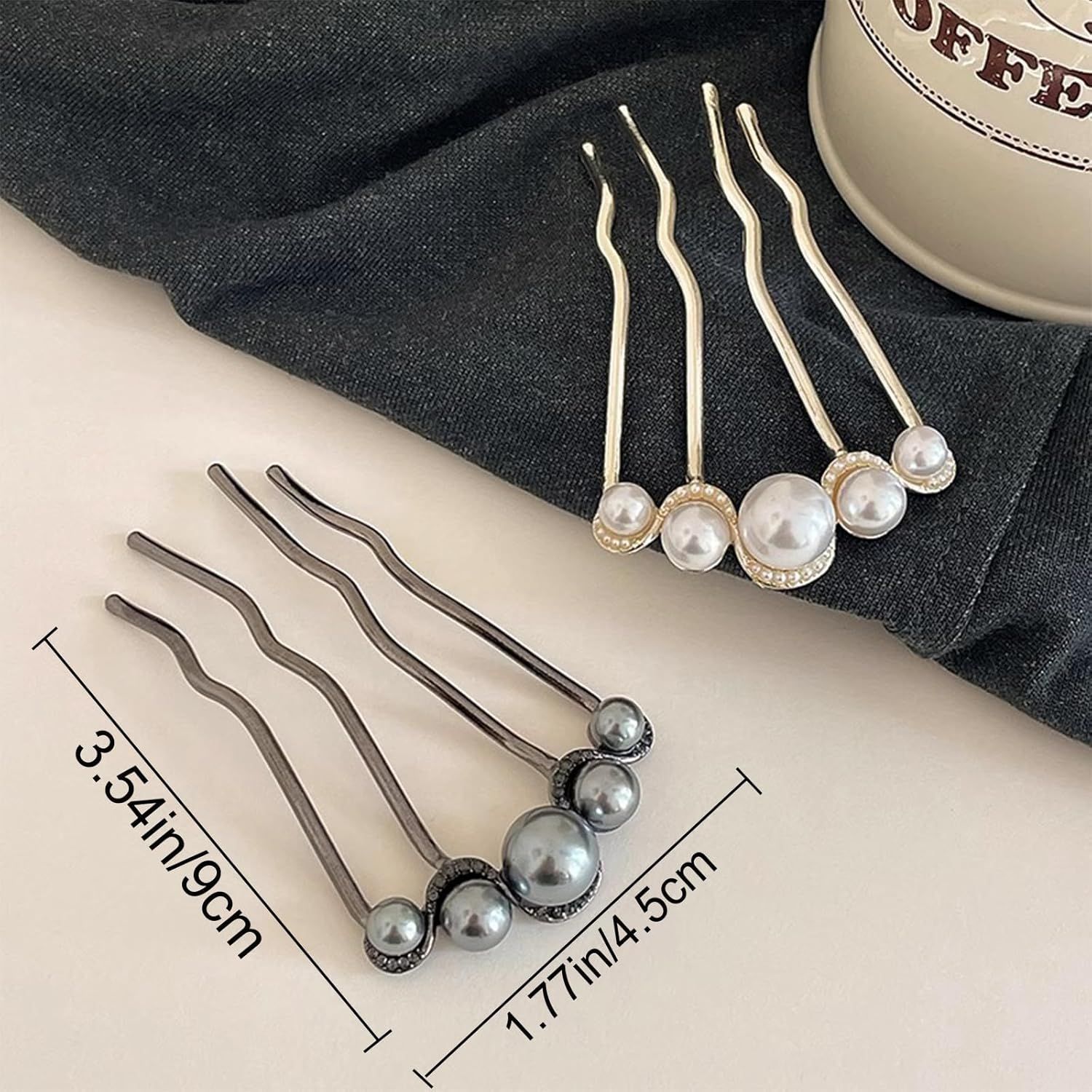 6 Pcs Wedding Pearl Hair Comb U-Shape Side Comb legant Vintage French Pearl Hair Pins Hair Clip Bridal Hair Accessories for Brides, Bridesmaid, Party, Daily, Holiday - Image 2