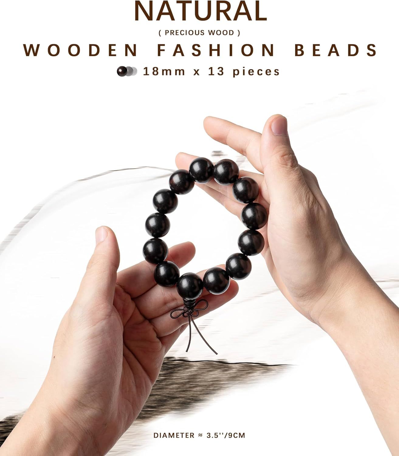Eaglewood Mala Beads Bracelet - Handmade 108 8mm Prayer Beads for Men Women, Multilayer Wood Necklace Chain Bracelets, Buddhist Beads Elastic Wooden Prayer Beads for Meditation and Daily Wear - Image 4