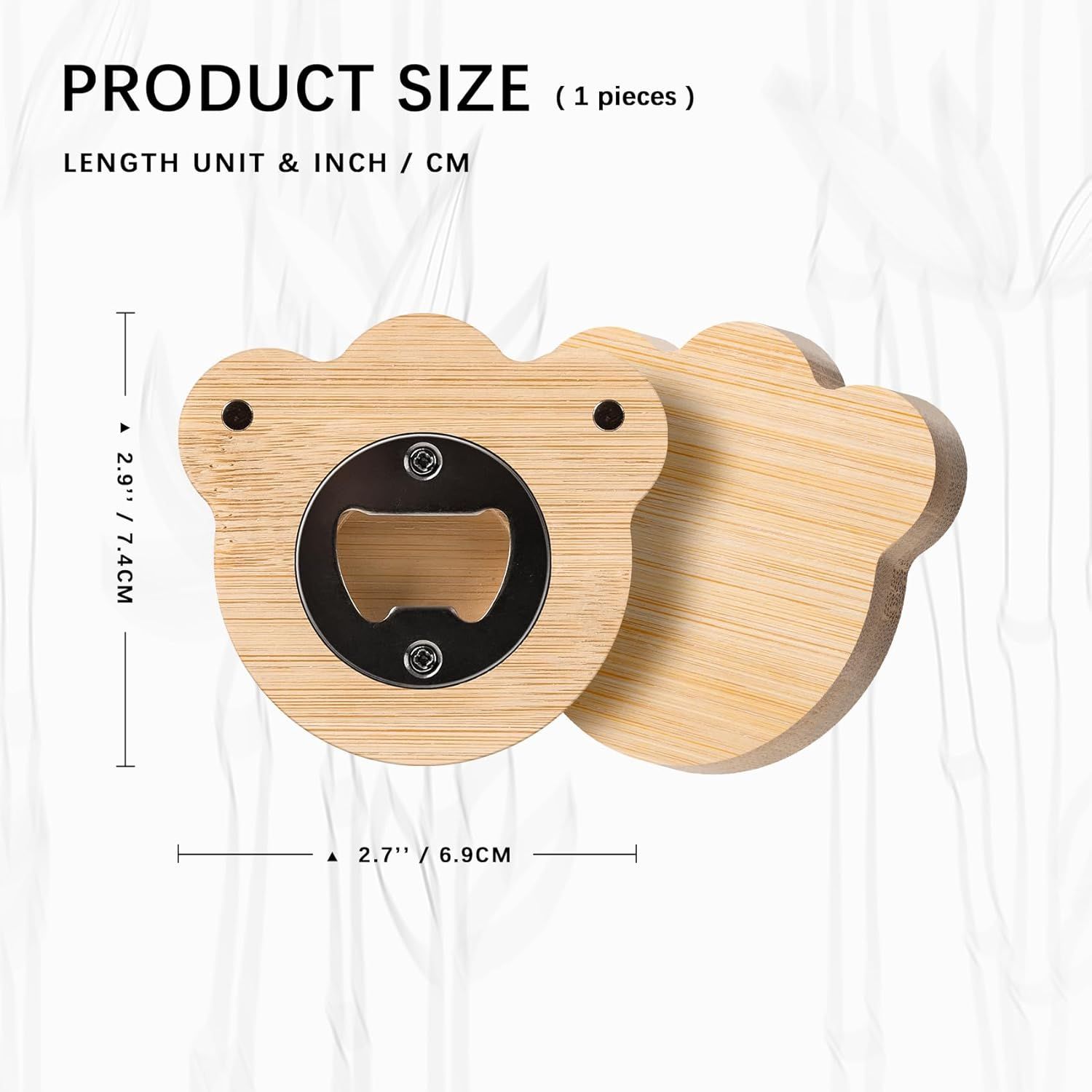 Bottle Opener Magnetic – Bamboo Beer Bottle Opener with Strong Magnet for Fridge, Claw-shaped Stainless Steel Bottle Cap Opener, Beer Opener Gift, Modern Beer Can Opener for Kitchen & Bar Use - Image 2