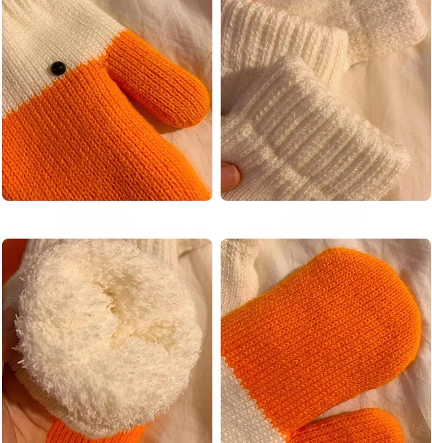 Women's Winter Warm Fleece Knitted Mittens wuth Funny Goose Design - Image 3