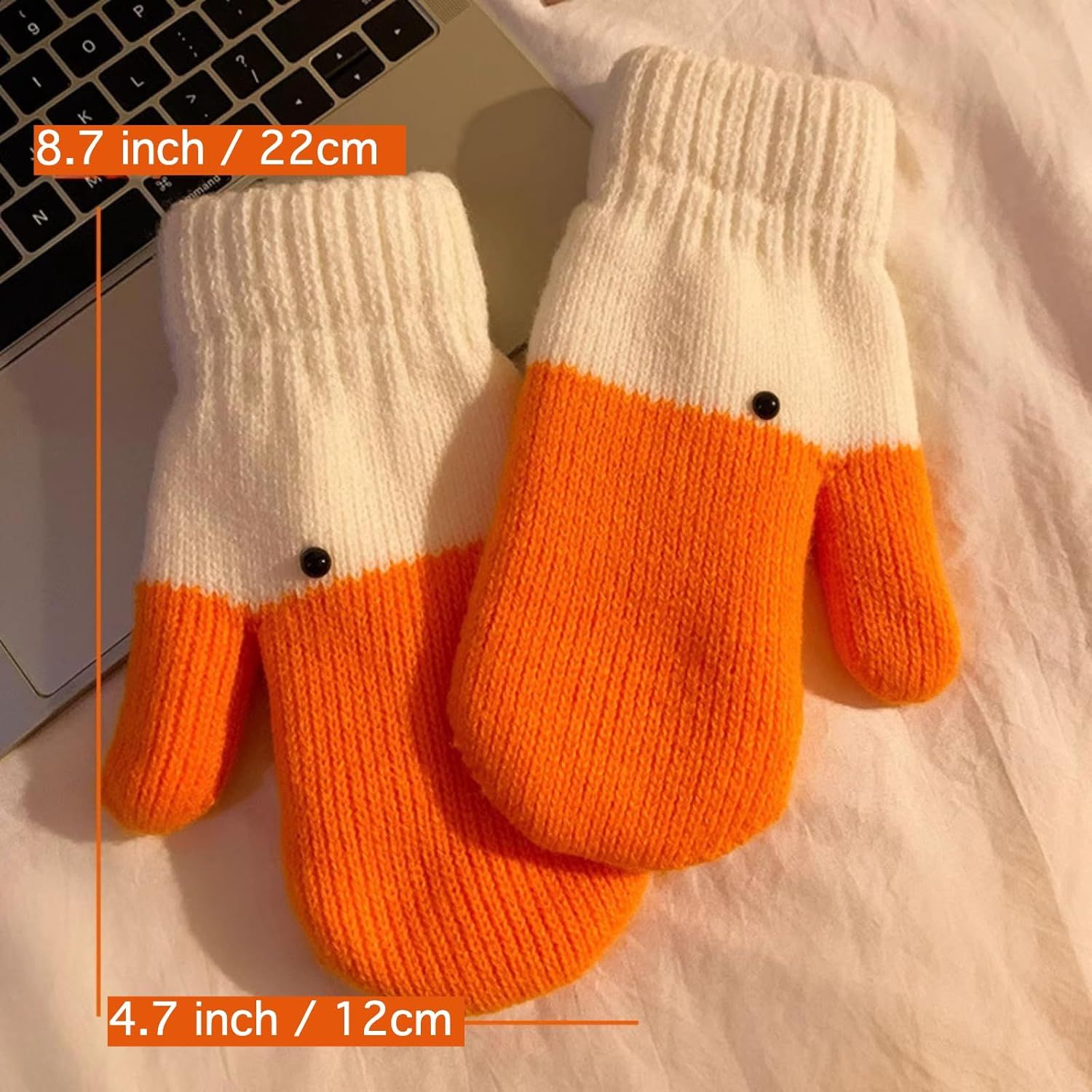 Women's Winter Warm Fleece Knitted Mittens wuth Funny Goose Design - Image 4
