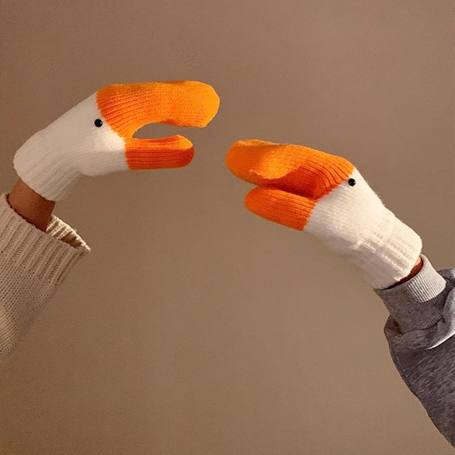 Women's Winter Warm Fleece Knitted Mittens wuth Funny Goose Design - Image 5