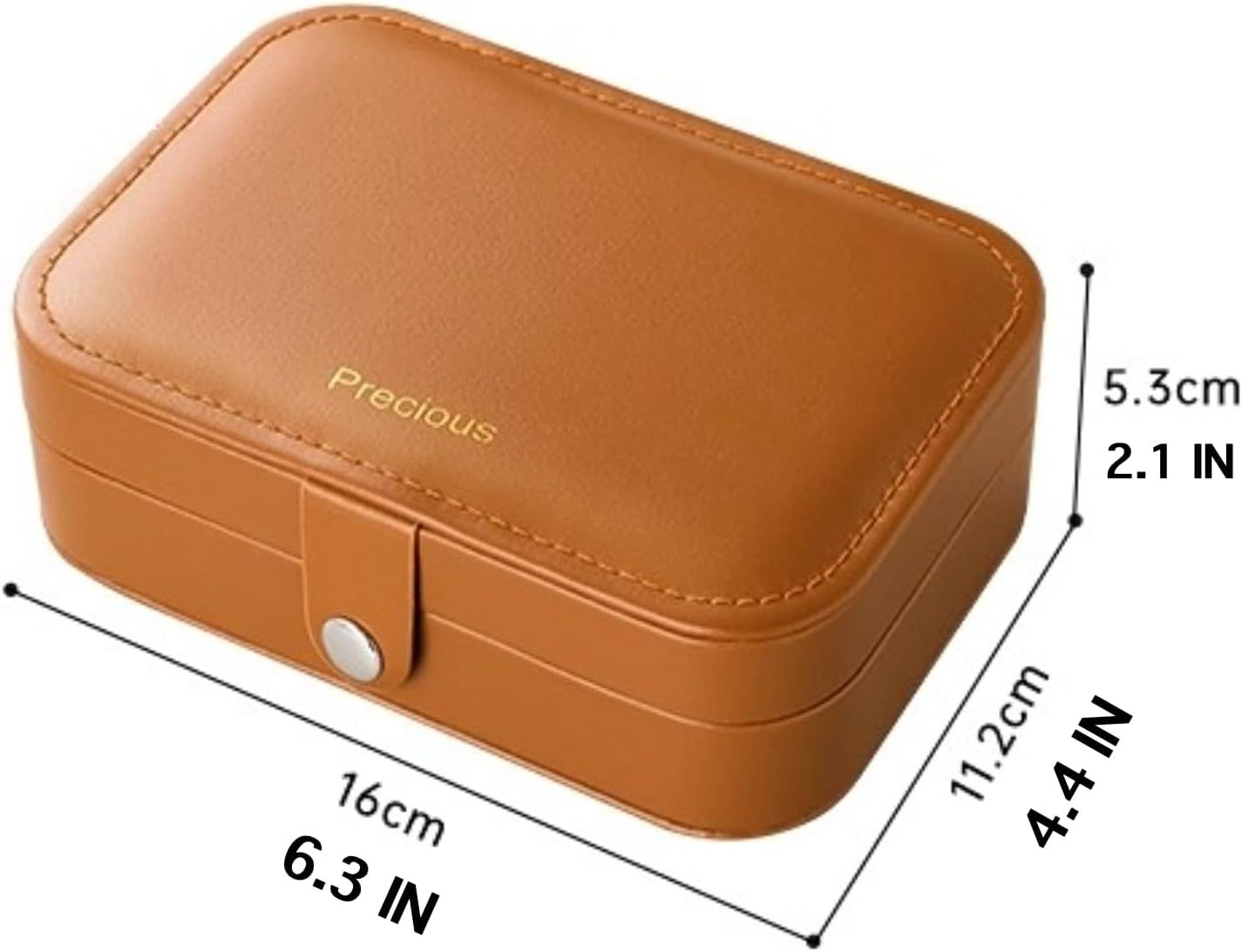 Travel Jewelry Box with 3 Layers for Earrings Studs Rings Necklaces, Portable Compact Jewelry Organizer Storage Case (Brown) - Image 3