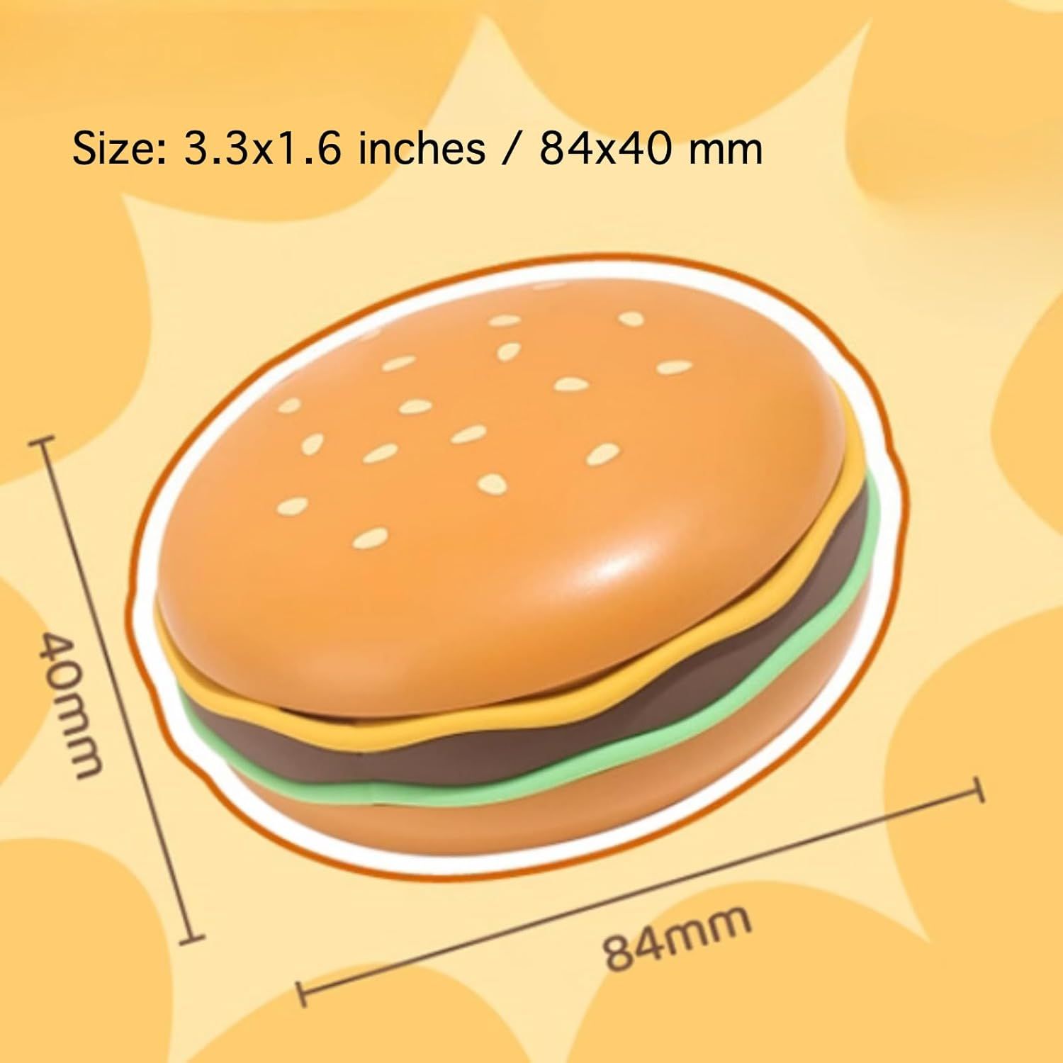Hamburger Shaped Pill Case, Portable 6 Compartment Mini Pill Organizer with Sealable Lids for Medicine Vitamin Storage (Hamburger Pill Box [6-Grid]) - Image 5