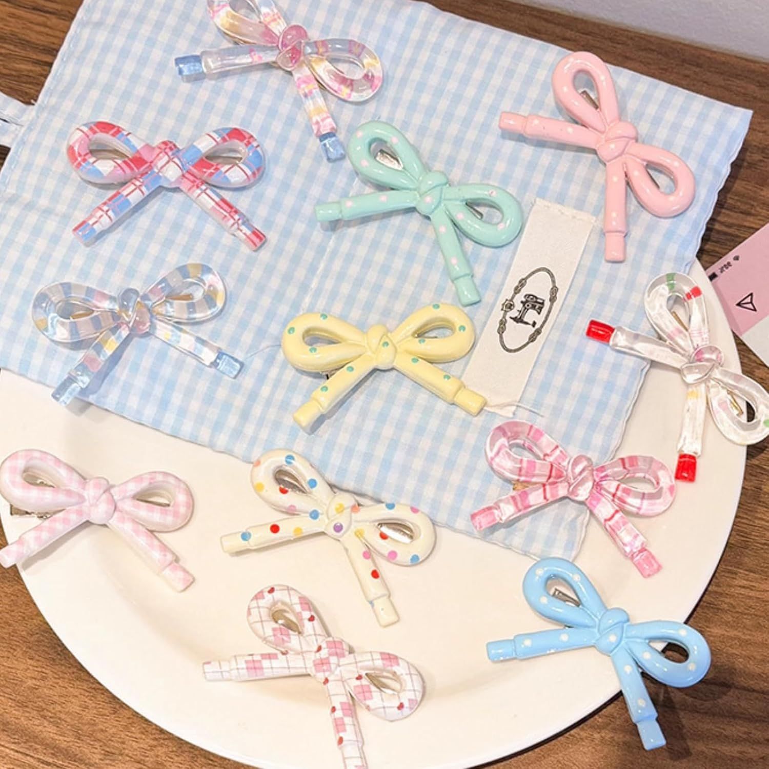 4-8 Pcs Cute Bow Hair Clips for Girl Children Women, 2-Inch Side Bangs Hairpins Fringe Duck Bill Hair Accessories (8 pcs bow A) - Image 4