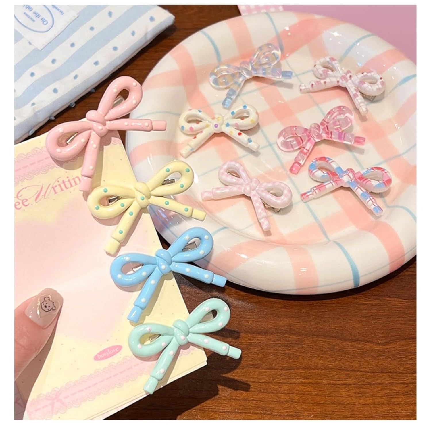 4-8 Pcs Cute Bow Hair Clips for Girl Children Women, 2-Inch Side Bangs Hairpins Fringe Duck Bill Hair Accessories (8 pcs bow A) - Image 5