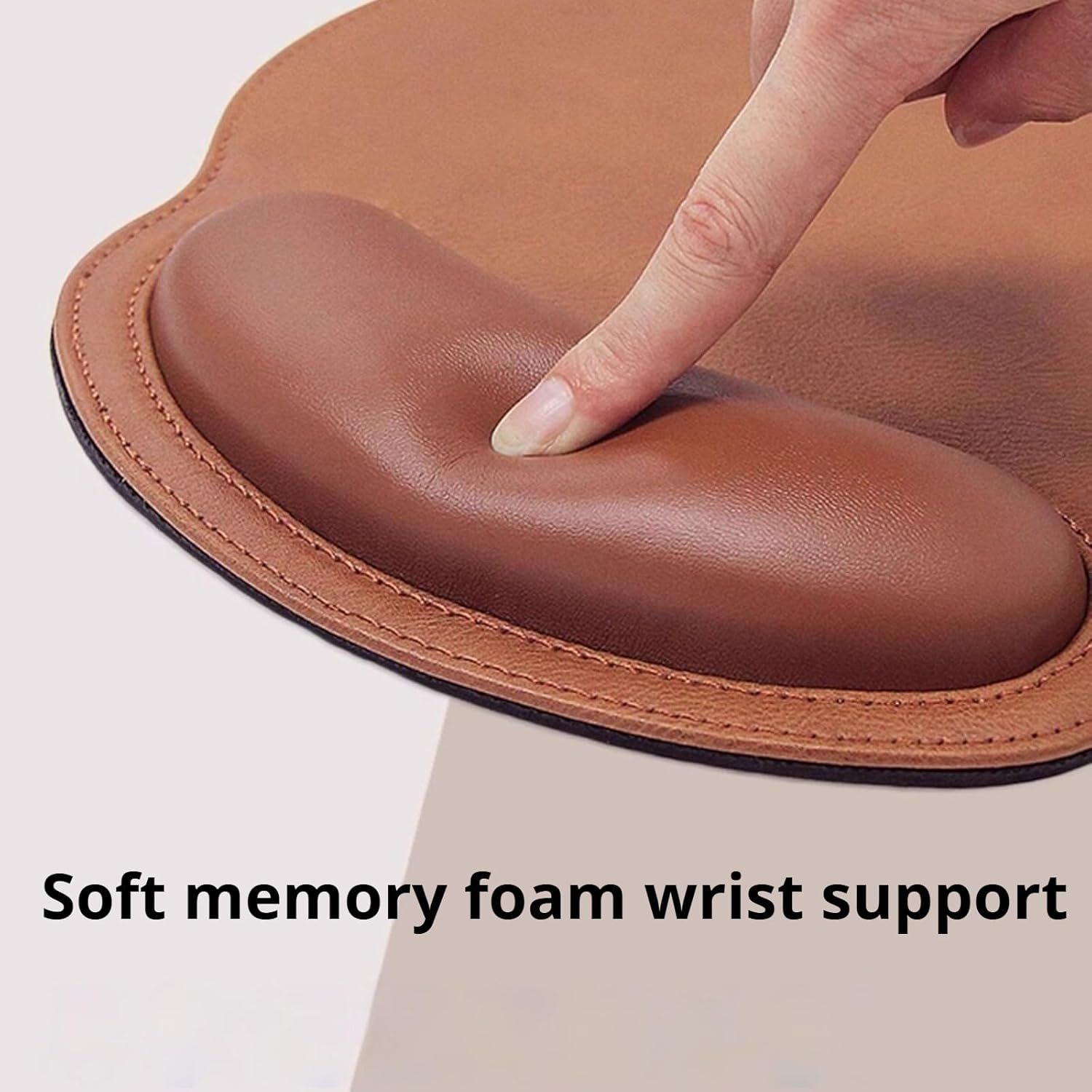 Leather Mouse Pad with Wrist Rest Support Ergonomic Office Computer Keyboard Hand Pad Non Slip Base for Desk Laptop (Grey) - Image 5