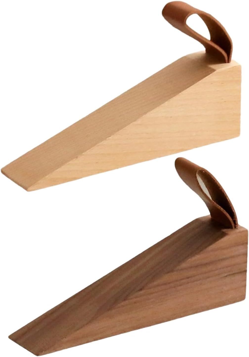 2 Pcs Walnut Door Stopper Door Jam for Floor Wedge Door Stop Hold Open Anti Slip Door Stopper for Home Office - Image 1