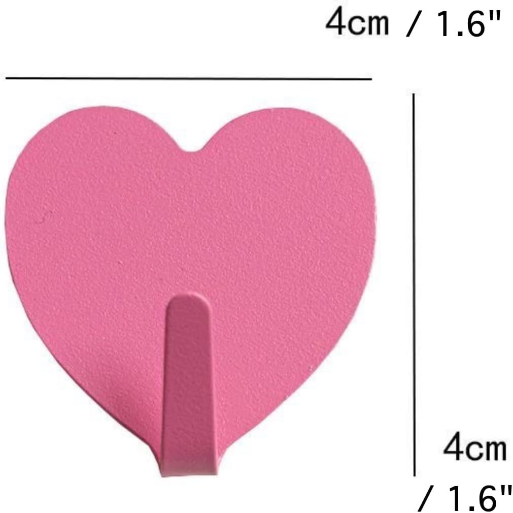 9 Pcs Heart Shaped Adhesive Wall Hooks, Cute Decorative Pink and White Self-Adhesive Hooks for Home Office Organization (White Pink) - Image 2