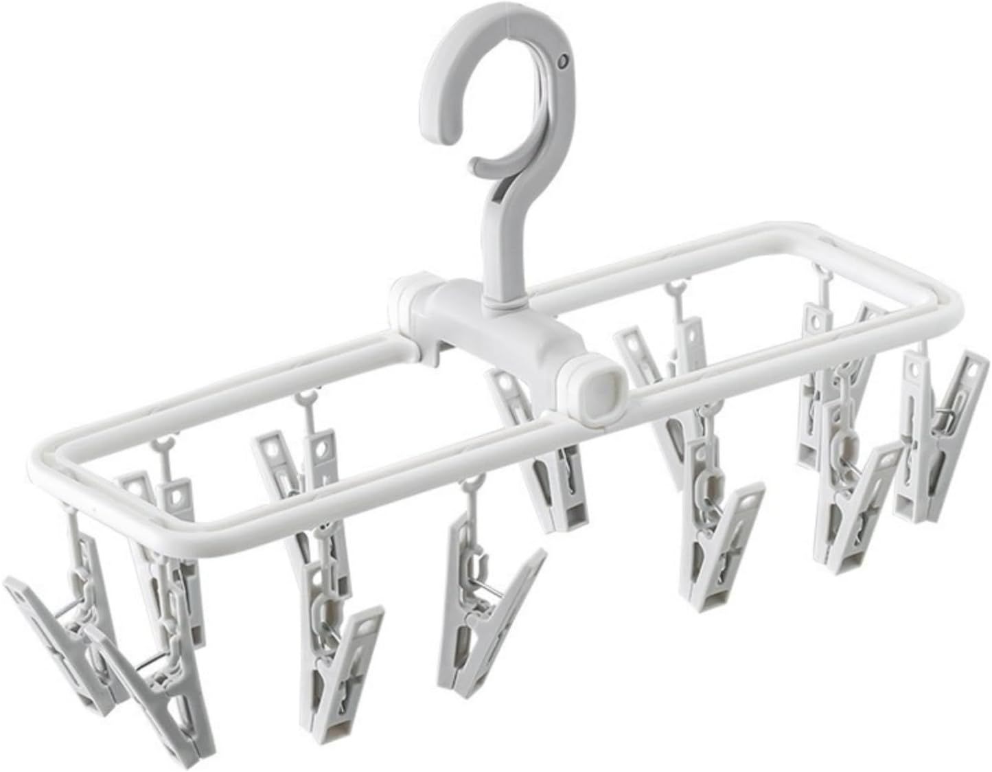2 Pack Clothes Drying Rack with 12 Multiple Clips, Foldable Portable Travel Hanger for Socks Underwear Bras (White) - Image 1