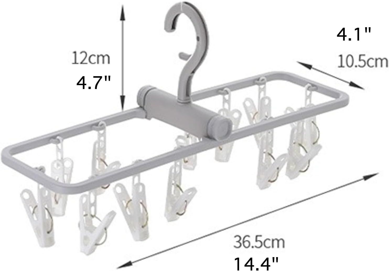 2 Pack Clothes Drying Rack with 12 Multiple Clips, Foldable Portable Travel Hanger for Socks Underwear Bras (White) - Image 3