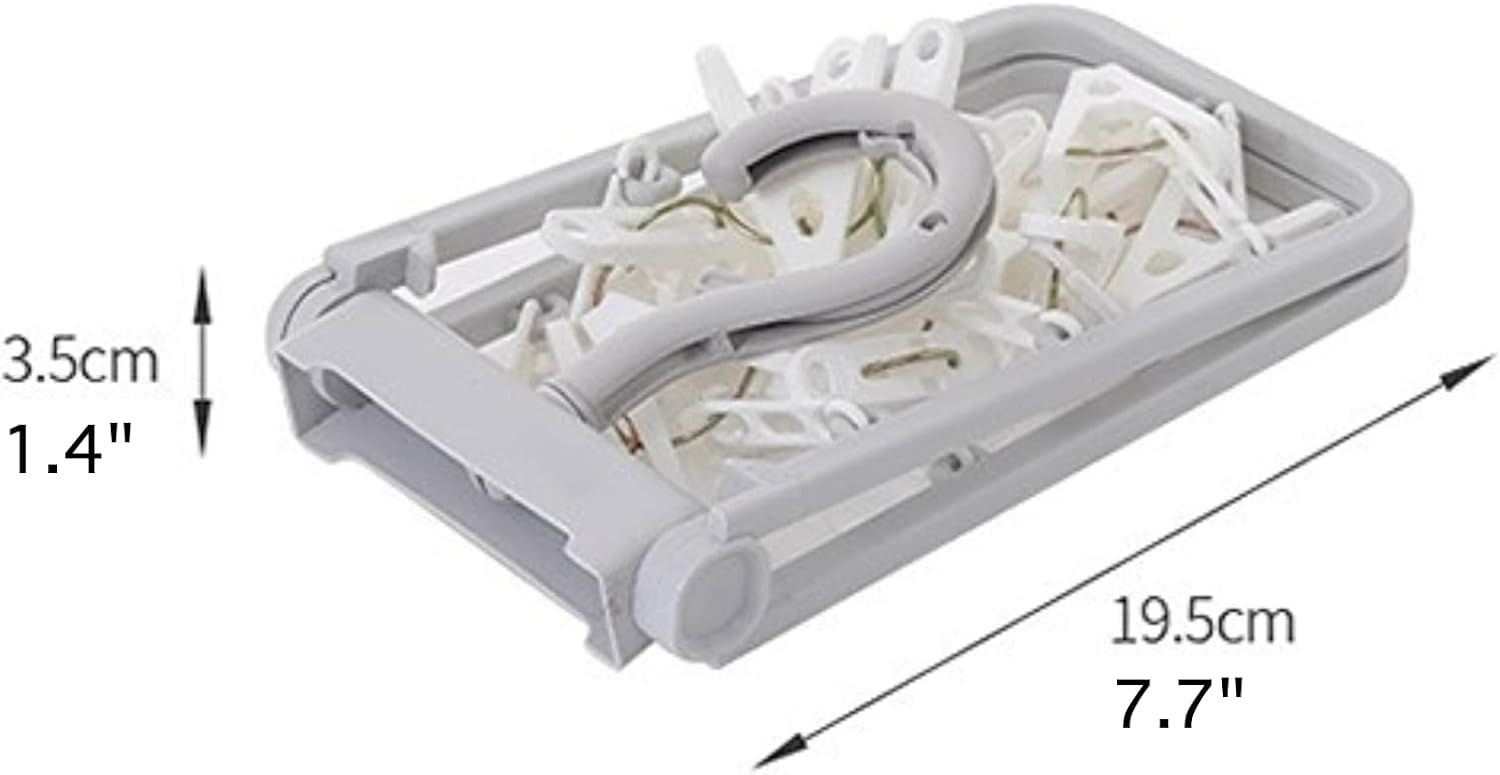 2 Pack Clothes Drying Rack with 12 Multiple Clips, Foldable Portable Travel Hanger for Socks Underwear Bras (White) - Image 6