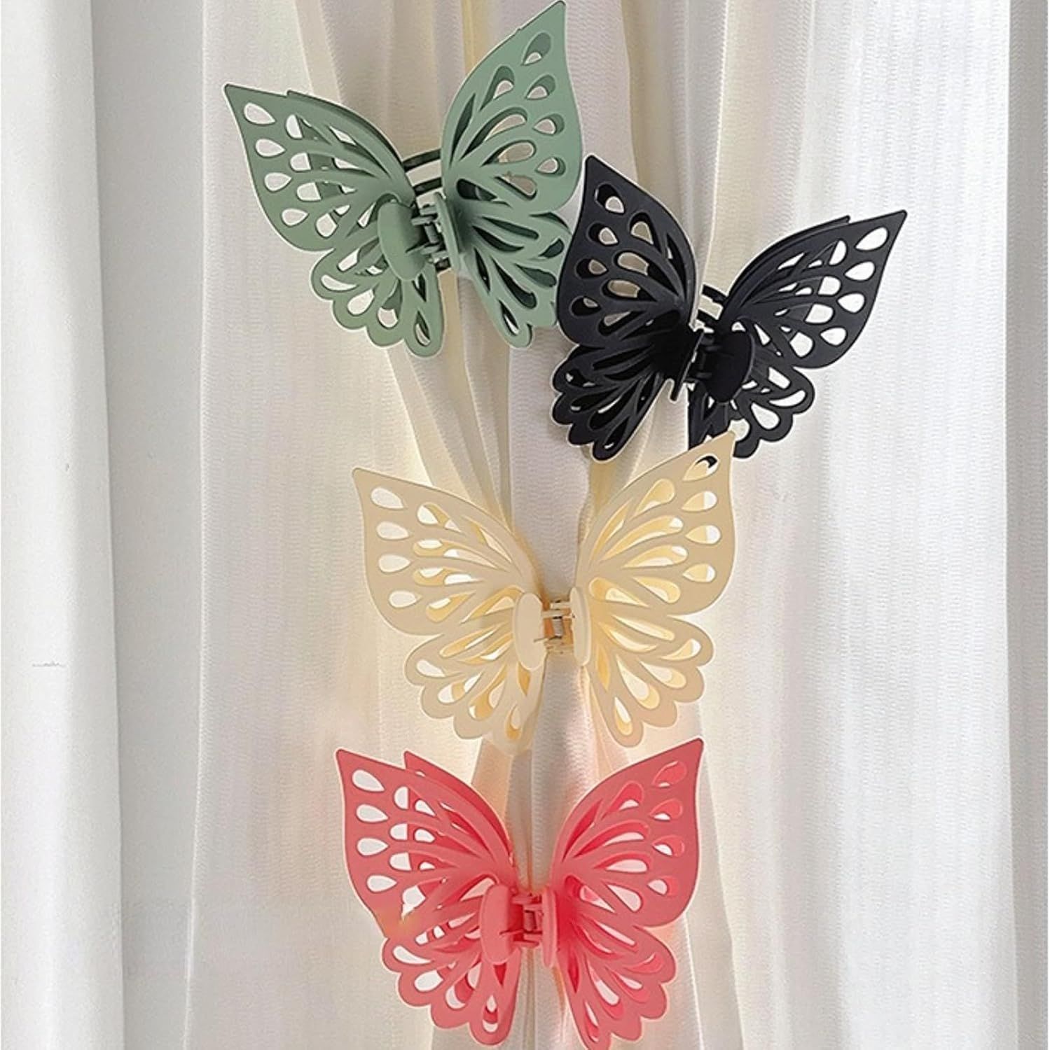 Butterfly Shape Curtain Claw Clips 2 Pack, Decorative Curtain Holder for Living Room Bedroom, Creative Drapery Tieback (Green,2) - Image 5