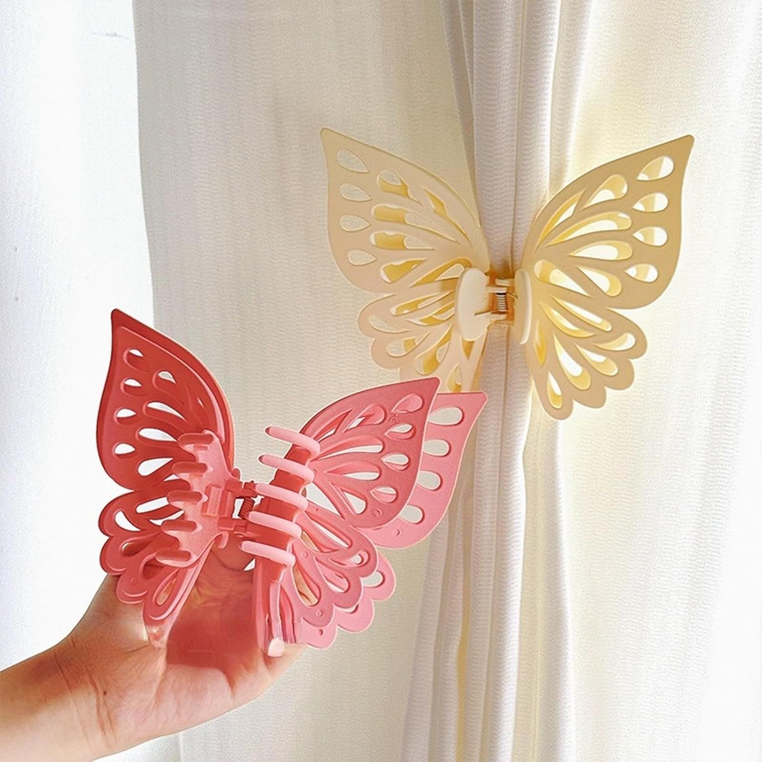 Butterfly Shape Curtain Claw Clips 2 Pack, Decorative Curtain Holder for Living Room Bedroom, Creative Drapery Tieback (Green,2) - Image 6