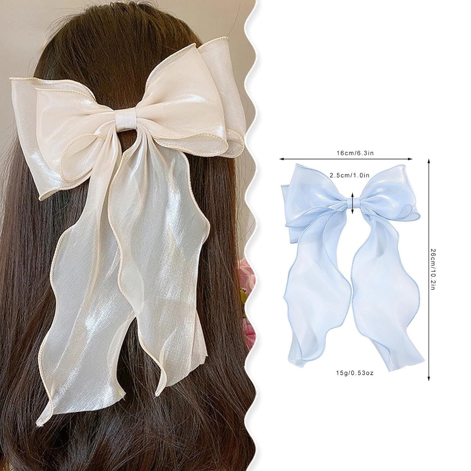 Silky Bow French Barrette Hair Clips, Elegant Satin Ribbon Hair Clamp Hair Accessory for Women Girls (Black) - Image 4