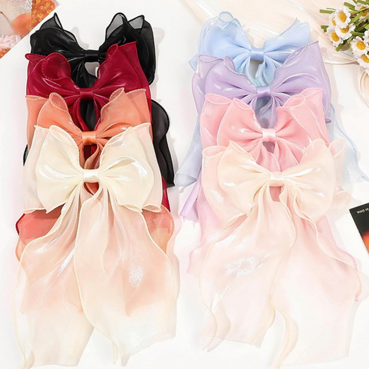 Silky Bow French Barrette Hair Clips, Elegant Satin Ribbon Hair Clamp Hair Accessory for Women Girls (Black) - Image 7