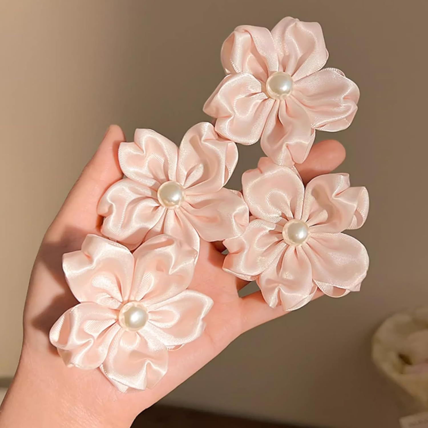 2 Pack Pink Sakura Hair Clips With Pearls for Girls Front Side Bangs, Fringe Duckbill Hair Clips Headwear Accessories (Sakura) - Image 6