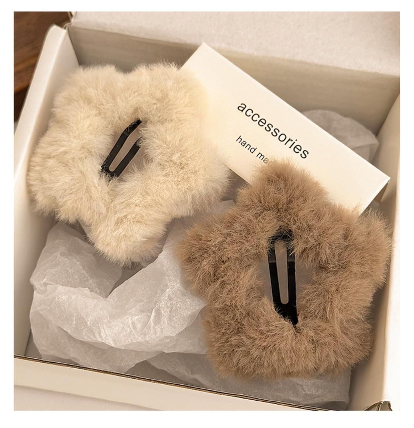 6 Pcs Plush Star Hair Clips for Women Girls, Winter Hair Accessories Fuzzy Hairpins for Bangs Side Hair Holders (Mix) - Image 4