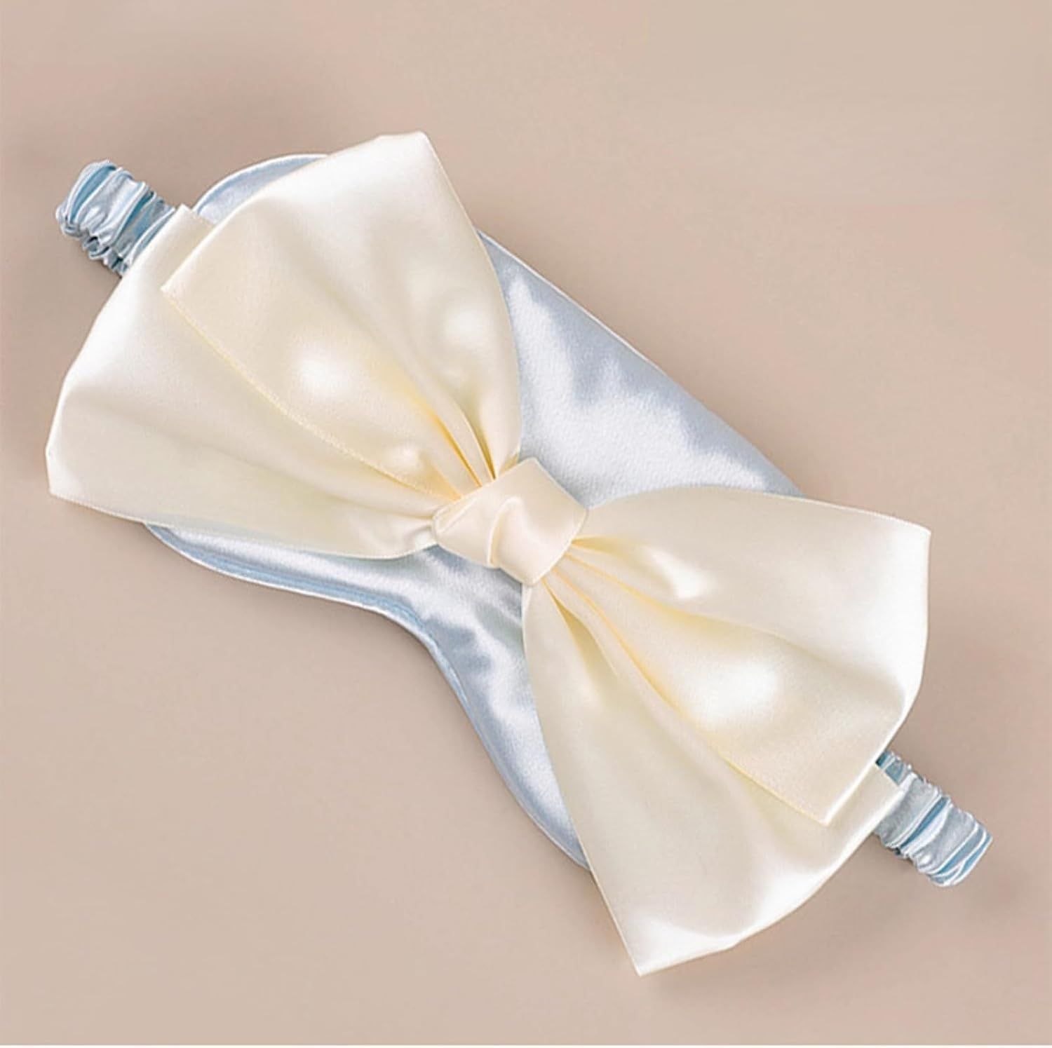 Cute Bow Satin Eye Mask for Women Girls, Breathable Cooling Nap Sleep Cover for Summer Dorm Essentials (Blue) - Image 2