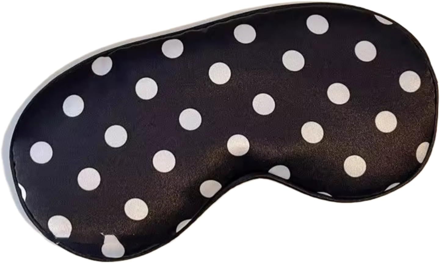 Black White Polka Dot Cooling Silky Sleep Eye Mask for Women, Nap Eye Cover for Students Office for Summer (Black) - Image 1