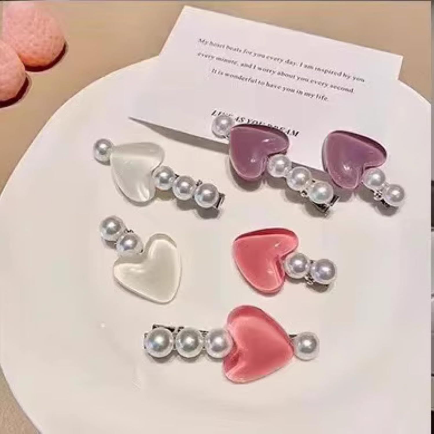 3 Pairs Heart Pearl Hair Clips, Cute Princess Hairpins for Bangs Hair Accessories for Women Girls (White Pink Purple) - Image 7