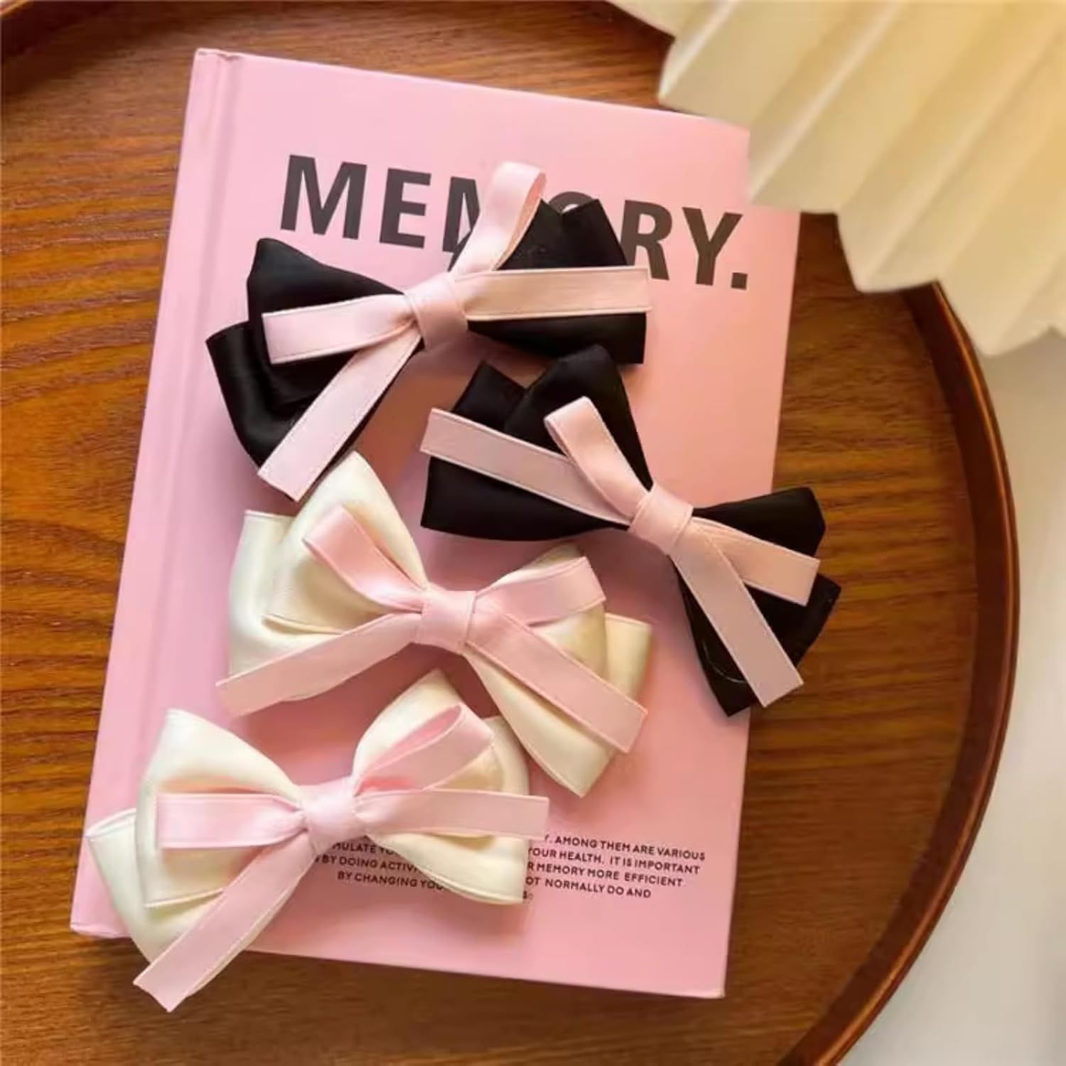 4 Pcs Cute Silky Bow Hair Clips for Girls Women, Princess Style Hair Pins Hair Accessories for Twin Tails (Black White) - Image 2