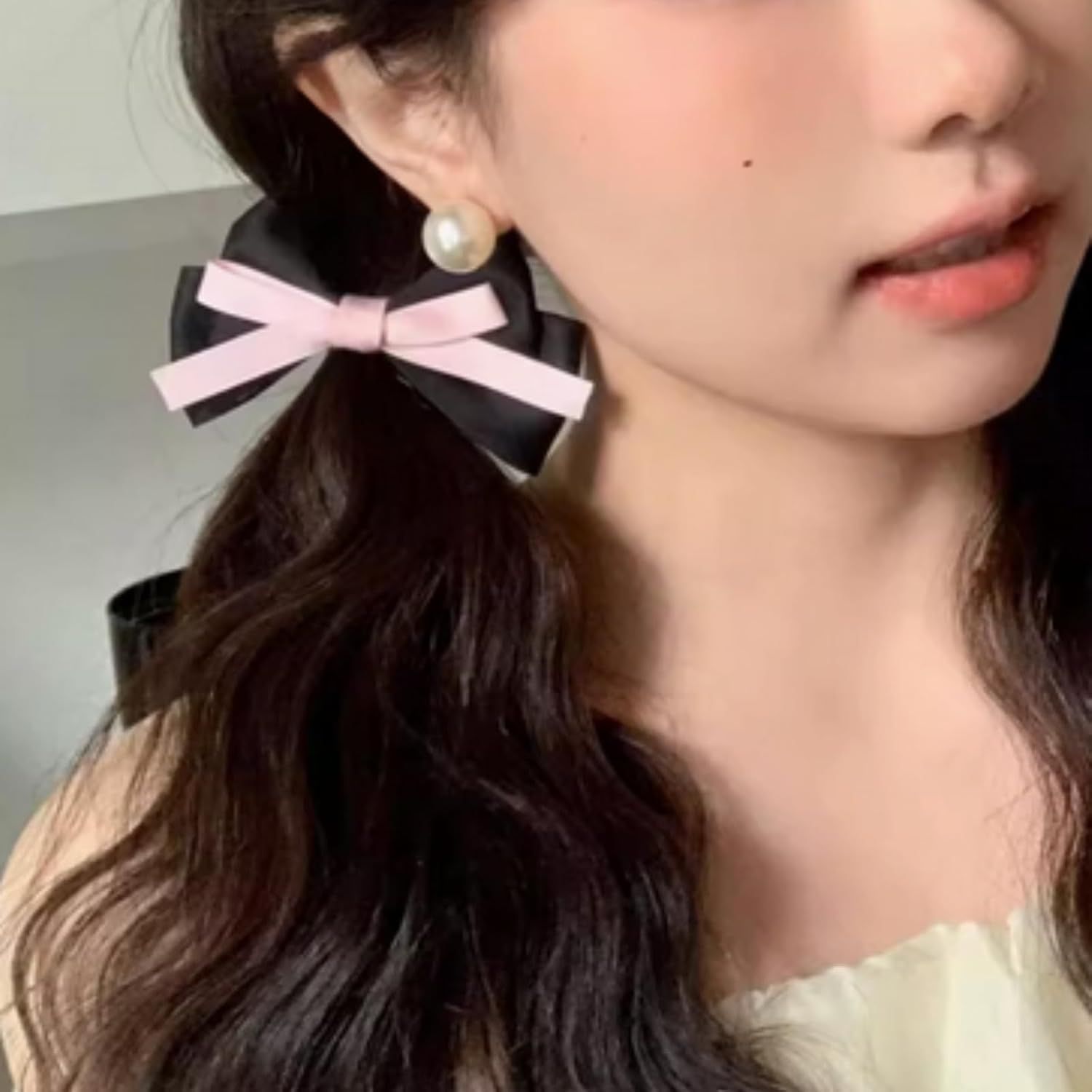 4 Pcs Cute Silky Bow Hair Clips for Girls Women, Princess Style Hair Pins Hair Accessories for Twin Tails (Black White) - Image 4
