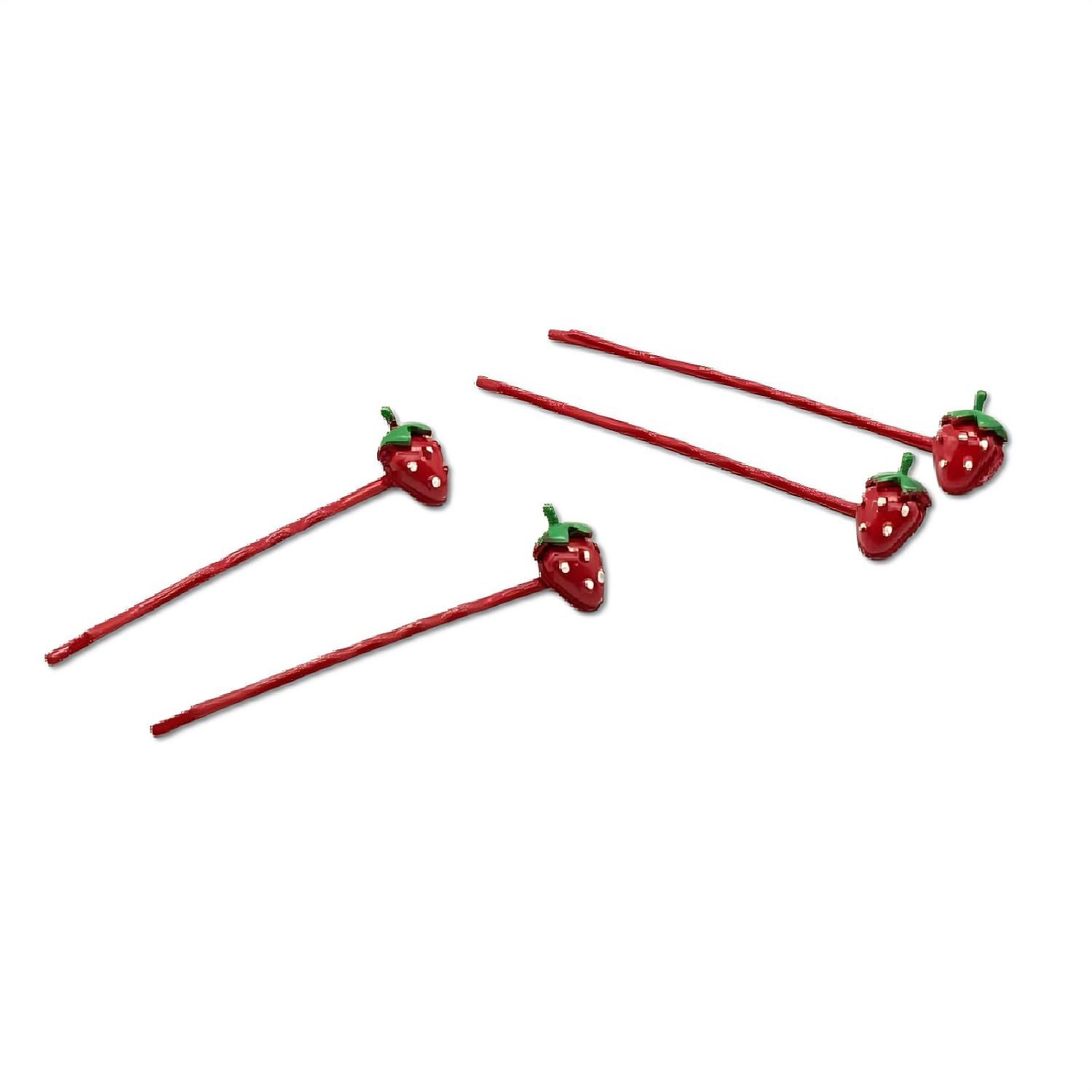4 Pcs Cute Strawberry Hair Pins Hair Clips for Girls, Fun Headband Accessories for Kids Women Daily Wear Party (Red Strawberry) - Image 1