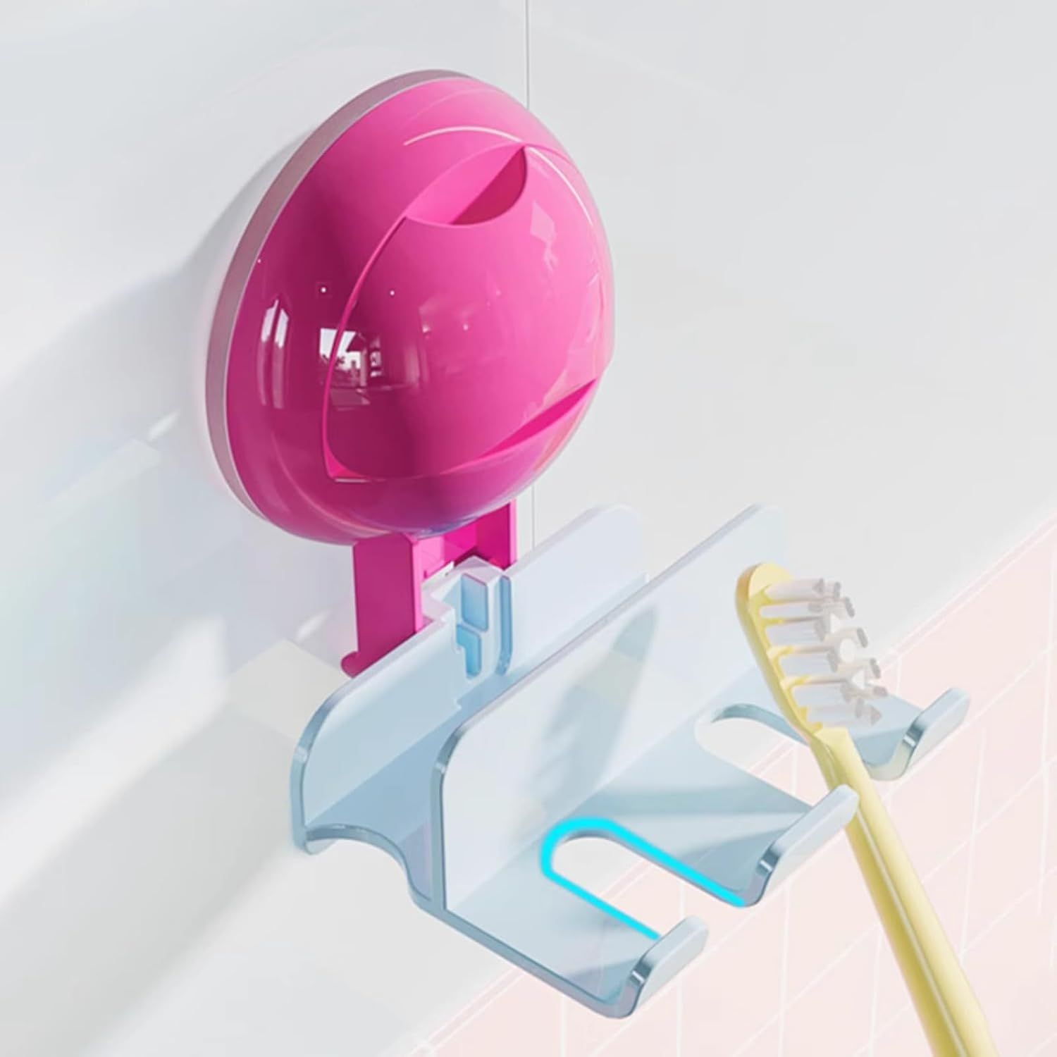 3 Pack Reusable No-Drill No-Trace Vacuum Suction Hooks, Wall-Mounted Toothbrush Holder, Storage Rack for Bathroom (Blue Pink Purple) - Image 7